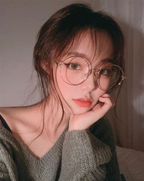 cute korean girl with glasses.